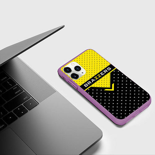 Чехол iPhone 11 Pro матовый Brazzers Style / 3D-Фиолетовый – фото 3