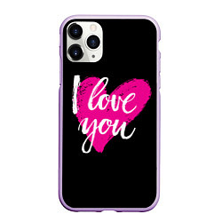 Чехол iPhone 11 Pro матовый Valentines Day, I Iove you, цвет: 3D-сиреневый