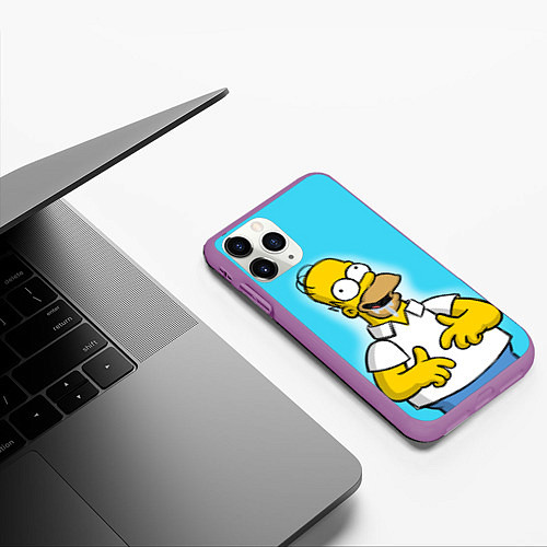 Чехол iPhone 11 Pro матовый Аппетит Гомера / 3D-Фиолетовый – фото 3