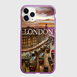 Чехол iPhone 11 Pro матовый Улицы старого Лондона, цвет: 3D-фиолетовый