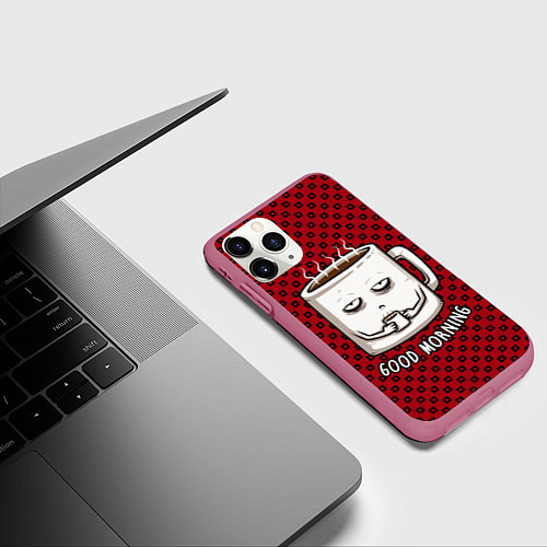 Чехол iPhone 11 Pro матовый Good Morning / 3D-Малиновый – фото 3