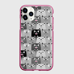 Чехол iPhone 11 Pro матовый Котейки, цвет: 3D-малиновый