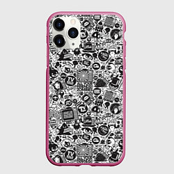 Чехол iPhone 11 Pro матовый Стикербомбинг, цвет: 3D-малиновый