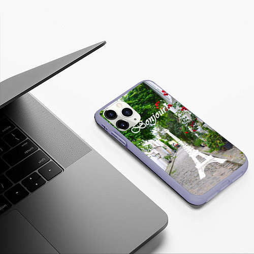 Чехол iPhone 11 Pro матовый Bonjour Paris / 3D-Светло-сиреневый – фото 3