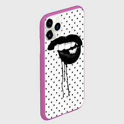 Чехол iPhone 11 Pro матовый Black Lips, цвет: 3D-фиолетовый — фото 2