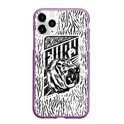 Чехол iPhone 11 Pro матовый Fury Tiger, цвет: 3D-фиолетовый