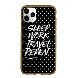 Чехол iPhone 11 Pro матовый Sleep Work Travel Repeat, цвет: 3D-коричневый