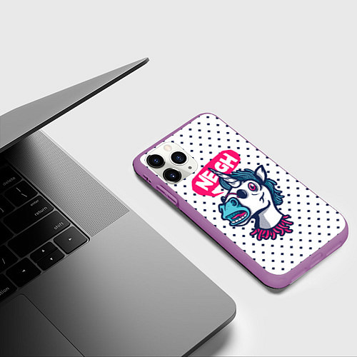 Чехол iPhone 11 Pro матовый Смех единорога / 3D-Фиолетовый – фото 3