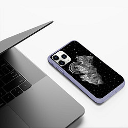 Чехол iPhone 11 Pro матовый Волчий вой, цвет: 3D-светло-сиреневый — фото 2