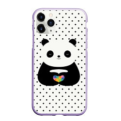 Чехол iPhone 11 Pro матовый Любовь панды, цвет: 3D-светло-сиреневый