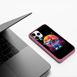 Чехол iPhone 11 Pro матовый Ретро акула, цвет: 3D-малиновый — фото 2