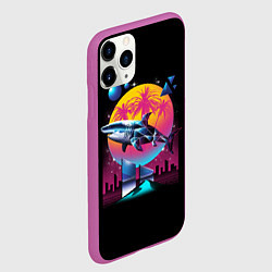 Чехол iPhone 11 Pro матовый Ретро акула, цвет: 3D-фиолетовый — фото 2