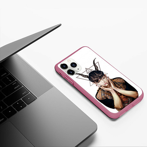 Чехол iPhone 11 Pro матовый EXO Demon / 3D-Малиновый – фото 3