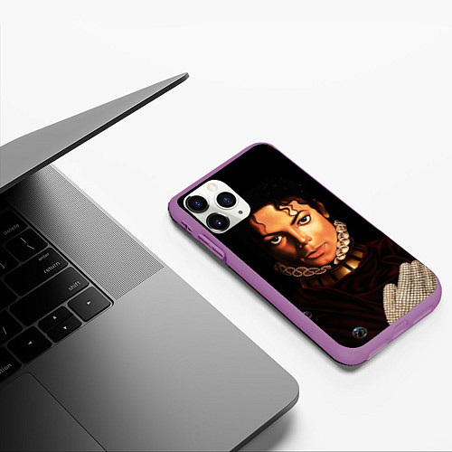 Чехол iPhone 11 Pro матовый Король Майкл Джексон / 3D-Фиолетовый – фото 3