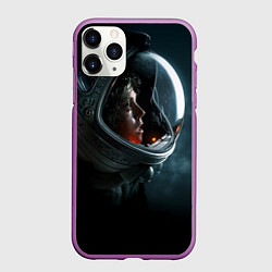 Чехол iPhone 11 Pro матовый Девушка космонавт, цвет: 3D-фиолетовый