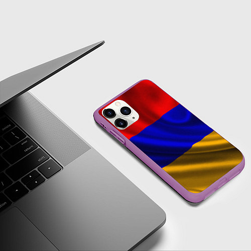 Чехол iPhone 11 Pro матовый Флаг Армения / 3D-Фиолетовый – фото 3