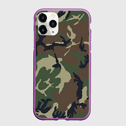 Чехол iPhone 11 Pro матовый Камуфляж: хаки/зеленый, цвет: 3D-фиолетовый