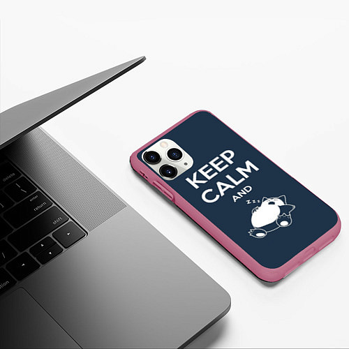 Чехол iPhone 11 Pro матовый Keep Calm & Zzz / 3D-Малиновый – фото 3