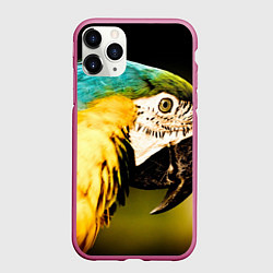 Чехол iPhone 11 Pro матовый Улыбка попугая, цвет: 3D-малиновый