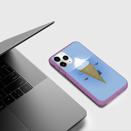 Чехол iPhone 11 Pro матовый Мороженое / 3D-Фиолетовый – фото 3