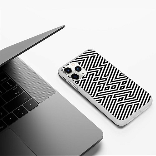 Чехол iPhone 11 Pro матовый Optical illusion / 3D-Белый – фото 3
