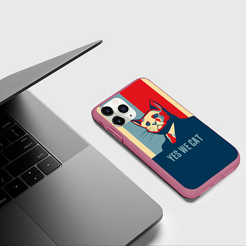 Чехол iPhone 11 Pro матовый Yes we CAT / 3D-Малиновый – фото 3