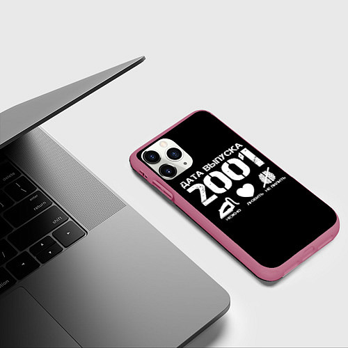 Чехол iPhone 11 Pro матовый Дата выпуска 2001 / 3D-Малиновый – фото 3