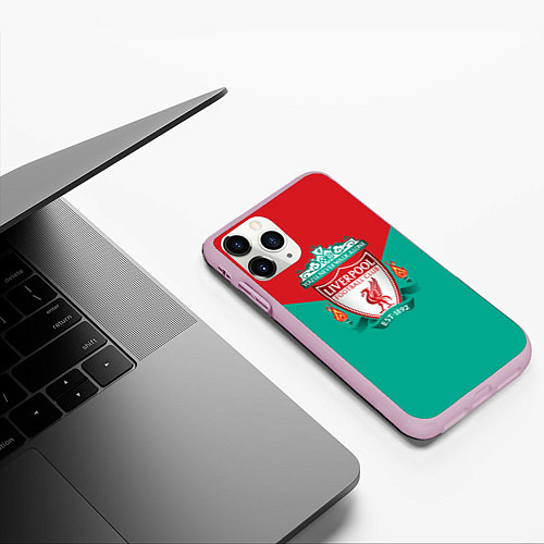 Чехол iPhone 11 Pro матовый Liverpool: Green style / 3D-Розовый – фото 3