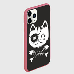Чехол iPhone 11 Pro матовый Кот пират, цвет: 3D-малиновый — фото 2