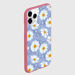 Чехол iPhone 11 Pro матовый Нежные ромашки, цвет: 3D-малиновый — фото 2