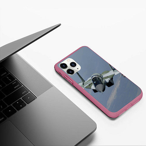 Чехол iPhone 11 Pro матовый MiG-29SMT / 3D-Малиновый – фото 3