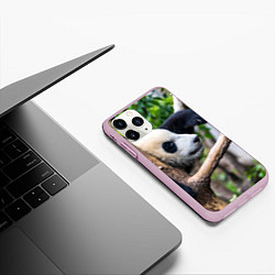 Чехол iPhone 11 Pro матовый Бамбуковый медведь, цвет: 3D-розовый — фото 2