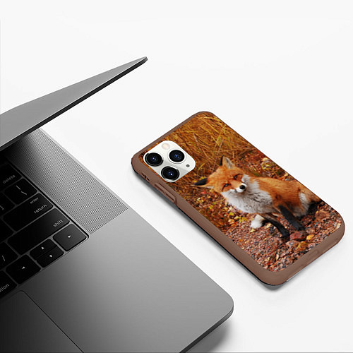 Чехол iPhone 11 Pro матовый Осенняя лиса / 3D-Коричневый – фото 3
