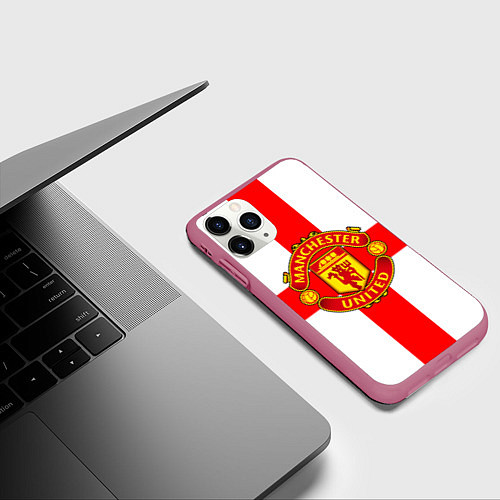 Чехол iPhone 11 Pro матовый Manchester Utd: England / 3D-Малиновый – фото 3