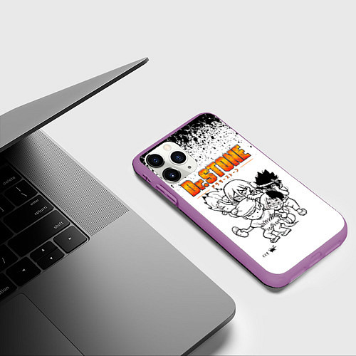 Чехол iPhone 11 Pro матовый Доктор Стоун персонажи / 3D-Фиолетовый – фото 3