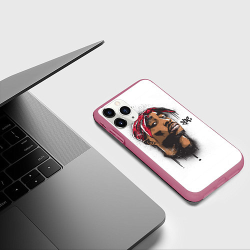 Чехол iPhone 11 Pro матовый 2Pac / 3D-Малиновый – фото 3