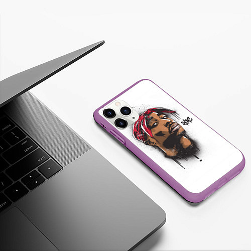 Чехол iPhone 11 Pro матовый 2Pac / 3D-Фиолетовый – фото 3