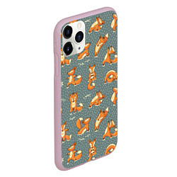 Чехол iPhone 11 Pro матовый Foxes Yoga, цвет: 3D-розовый — фото 2