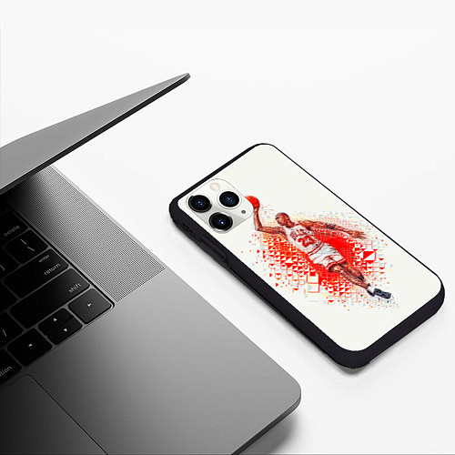 Чехол iPhone 11 Pro матовый Michael Jordan: Red Star / 3D-Черный – фото 3