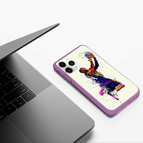 Чехол iPhone 11 Pro матовый Kobe Bryant / 3D-Фиолетовый – фото 3