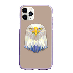 Чехол iPhone 11 Pro матовый Геометрический орел, цвет: 3D-светло-сиреневый