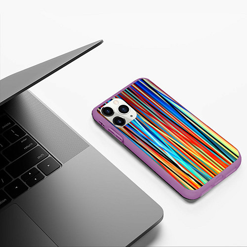 Чехол iPhone 11 Pro матовый Colored stripes / 3D-Фиолетовый – фото 3