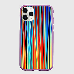 Чехол iPhone 11 Pro матовый Colored stripes, цвет: 3D-фиолетовый