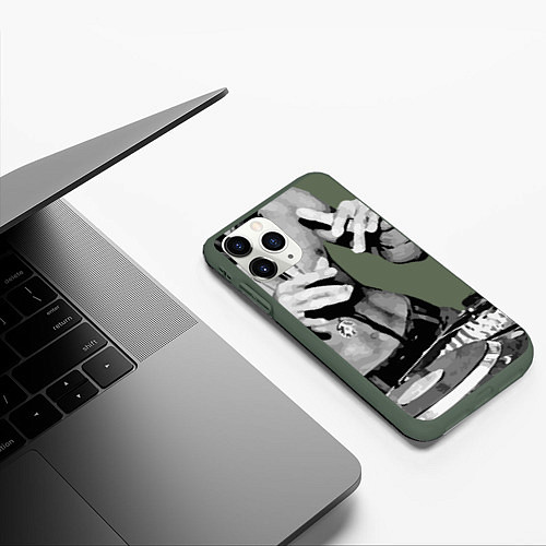 Чехол iPhone 11 Pro матовый Брюс Ли Dj / 3D-Темно-зеленый – фото 3