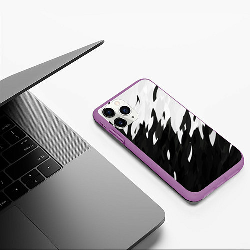 Чехол iPhone 11 Pro матовый Black & white / 3D-Фиолетовый – фото 3