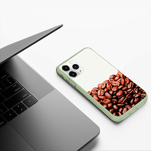 Чехол iPhone 11 Pro матовый Coffee / 3D-Салатовый – фото 3