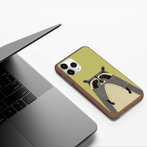 Чехол iPhone 11 Pro матовый Дедушка енот / 3D-Коричневый – фото 3