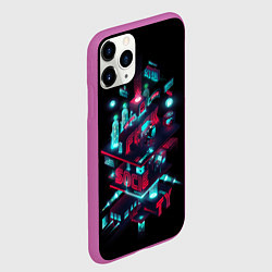 Чехол iPhone 11 Pro матовый Mr Robot City, цвет: 3D-фиолетовый — фото 2
