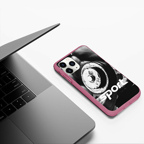 Чехол iPhone 11 Pro матовый Iron Sport / 3D-Малиновый – фото 3