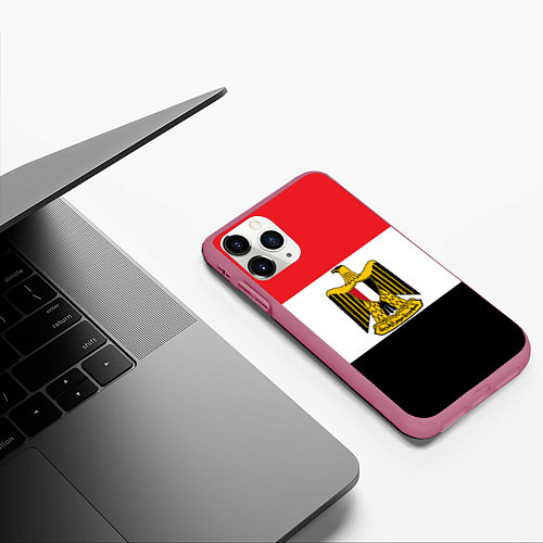 Чехол iPhone 11 Pro матовый Флаг и герб Египта / 3D-Малиновый – фото 3